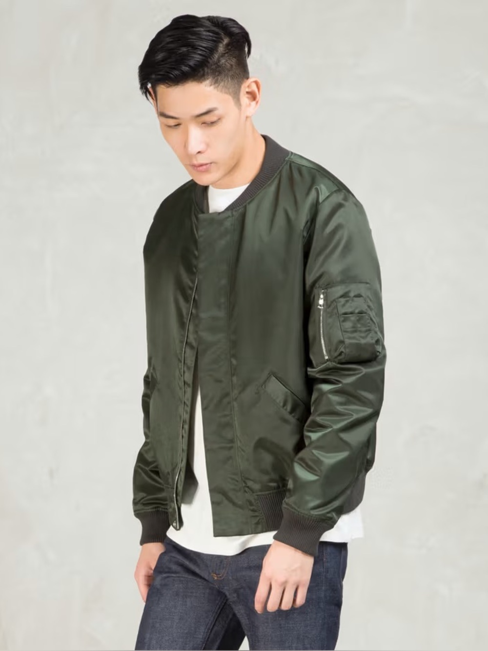 A.P.C. Men's Dark Olive Rudy Bomber Jacket